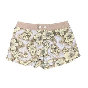 Roxy Board Shorts Size 3 Women's Beige Floral Surf Beach Lightweight